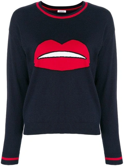 Shop P.a.r.o.s.h . Lips Embroidered Sweater - Blue