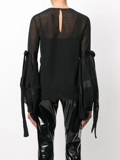 Shop Saint Laurent Oversized Sliding Sleeves Blouse - Black