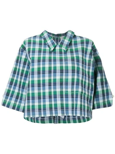 Shop Thom Browne Button Back Polo Shirt In Small Madras Check - Blue