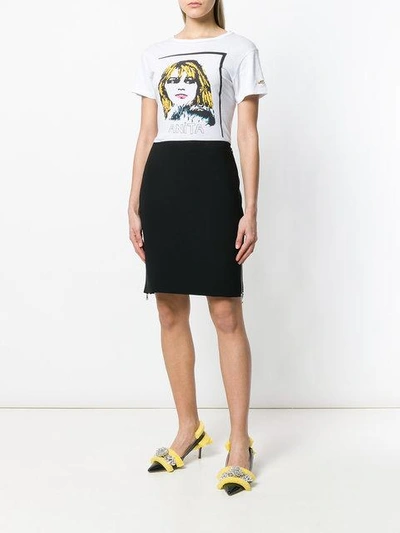 Shop Moschino High Waisted Side Zip Skirt In Black
