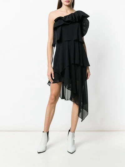 Givenchy Ruffled One-shoulder Silk-georgette Dress In Black