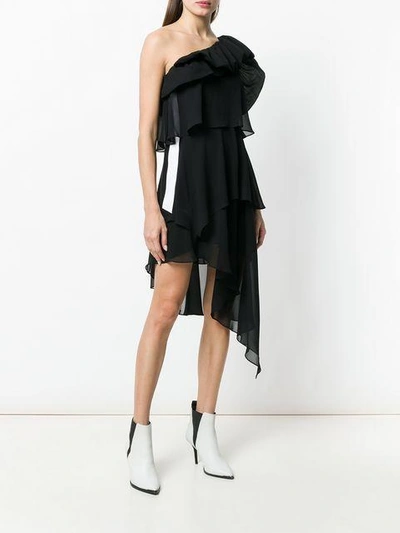 Givenchy Ruffled One-shoulder Silk-georgette Dress In Black