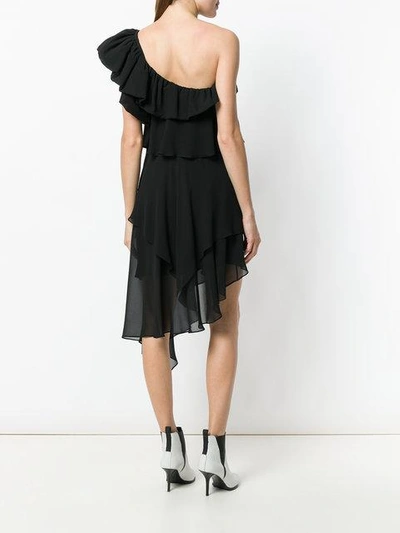 Givenchy Ruffled One-shoulder Silk-georgette Dress In Black