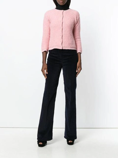 Shop Prada Flared Corduroy Trousers In Blue