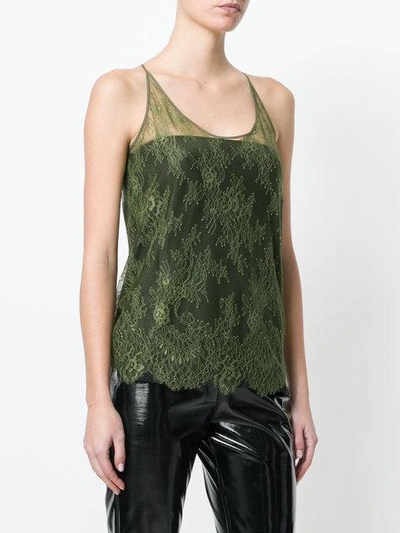 Shop Off-white Floral Lace Top - Green