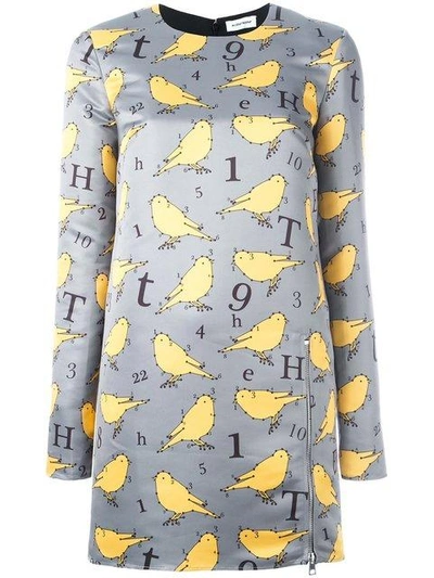 Shop Au Jour Le Jour Bird Print Dress - Grey