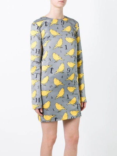 Shop Au Jour Le Jour Bird Print Dress - Grey