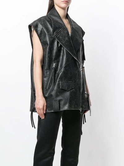 Shop Mm6 Maison Margiela Sleeveless Biker Jacket In Black