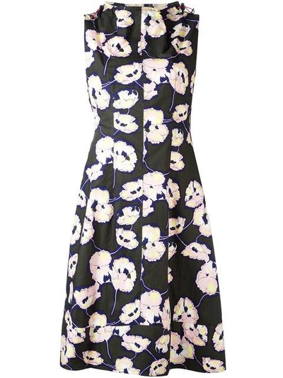 Shop Marni Floral Toggle Neck Dress