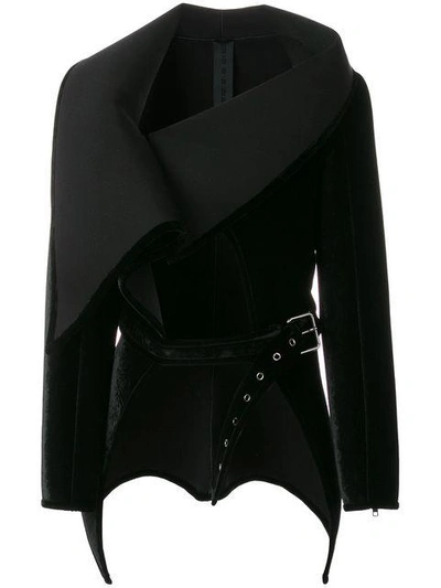 Shop Gareth Pugh Oversized Collar Buckle Jacket - Black