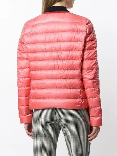 Shop Moncler Cristal Collarless Shell Jacket - Pink