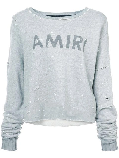 Shop Amiri Painted Logo Print Sweatshirt - Grey