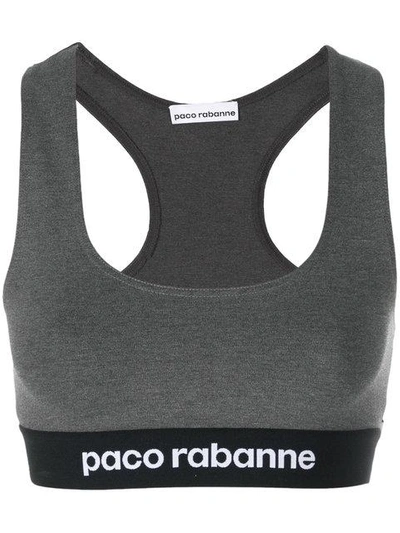 Shop Rabanne Logo Crop Top In Grey