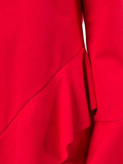 Shop Goen J Asymmetric Ruffle-trimmed Jersey Midi Dress