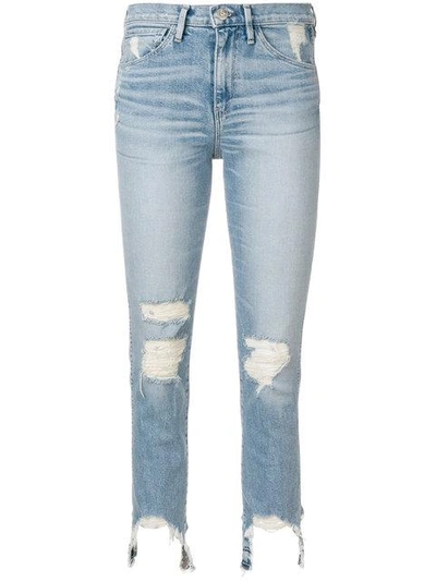 Shop 3x1 Frayed Trim Cropped Jeans In Blue