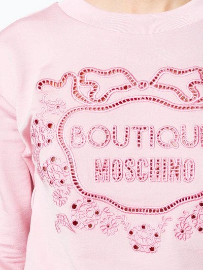 Shop Boutique Moschino Long Sleeved Logo Sweater