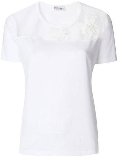 Shop Red Valentino Sheer Panel T-shirt - White