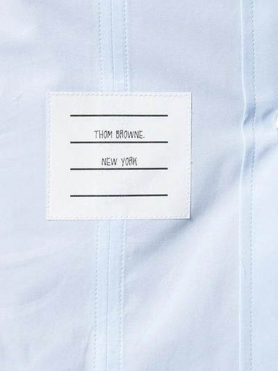 Shop Thom Browne Lace-up Back Long Sleeve Button Down Point Collar Shirt In Solid Poplin In Blue