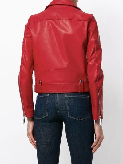 Shop Dsquared2 Leather Biker Jacket In Red