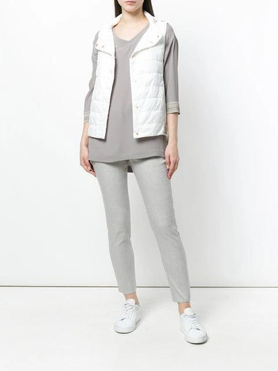 Shop Lorena Antoniazzi Hooded Quilted Gilet - White