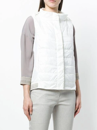 Shop Lorena Antoniazzi Hooded Quilted Gilet - White