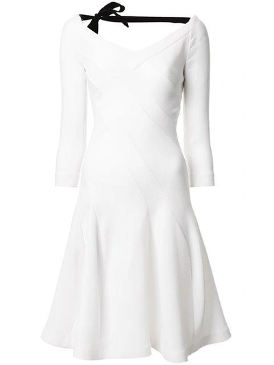 Shop Roland Mouret Curtis Fitted Midi Dress In White