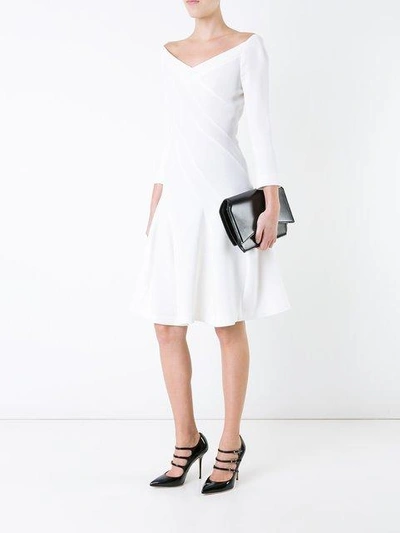 Shop Roland Mouret Curtis Fitted Midi Dress In White