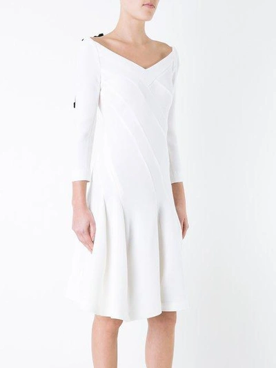 Shop Roland Mouret Curtis Fitted Midi Dress In White