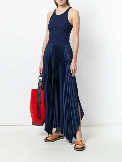 Shop Theory Micro Pleated Midi Dress - Blue