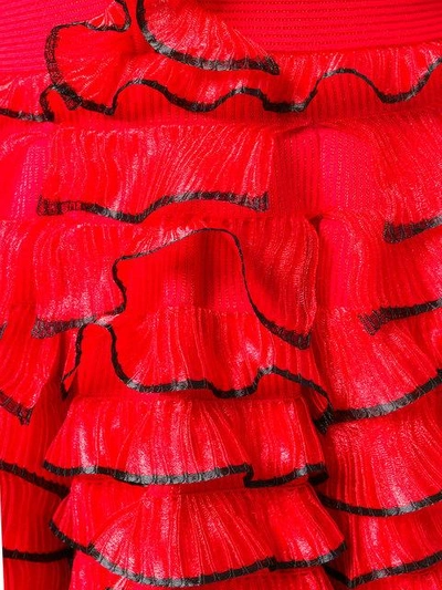 Shop Alexander Mcqueen Ruffled Skater Dress - Red
