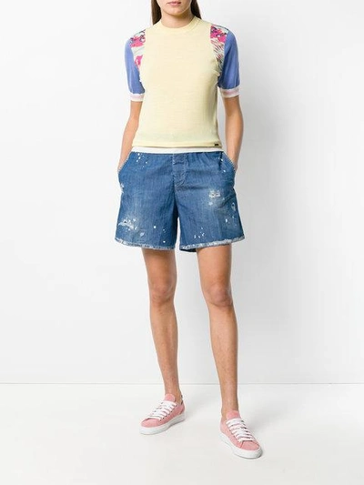 Shop Dsquared2 Distressed Denim Shorts In 470