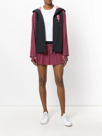 Shop Fendi X Karl Lagerfeld Karlito-appliqué Pleated Skirt In Black ,pink