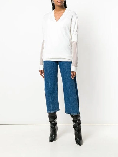 Givenchy Sheer Sleeve Sweater In White