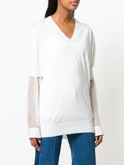 Shop Givenchy Sheer Sleeve Sweater In White