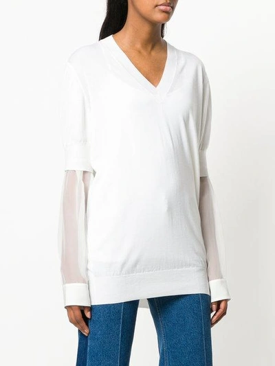 Givenchy Sheer Sleeve Sweater In White