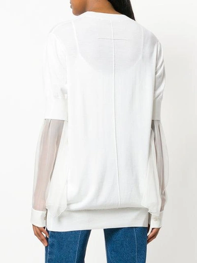 Givenchy Sheer Sleeve Sweater In White