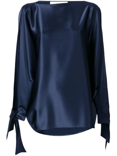 Shop Gianluca Capannolo Tie Cuff Blouse In Blue