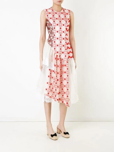 Shop Simone Rocha Applique Asymmetric Dress In Red