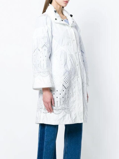 Shop Ermanno Scervino Open Embroidery Coat In White
