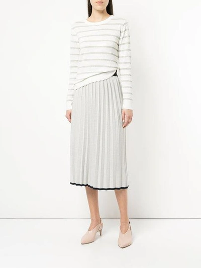 Shop Loveless Striped Lurex Sweater In White