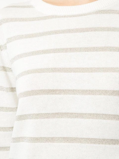 Shop Loveless Striped Lurex Sweater In White