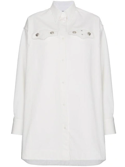 Shop Calvin Klein 205w39nyc Oversized Shirt With Silver Buttons In White