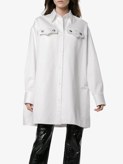 Shop Calvin Klein 205w39nyc Oversized Shirt With Silver Buttons In White