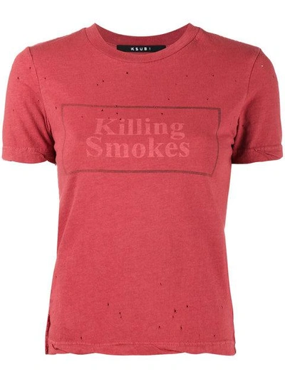 Shop Ksubi Killing Smokes Print T-shirt - Red