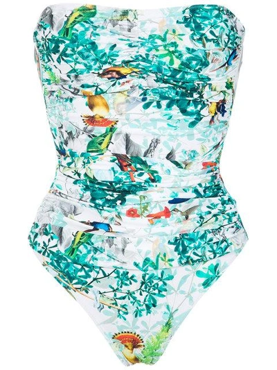 Shop Lygia & Nanny Melissa Strapless Swimsuit In Blue