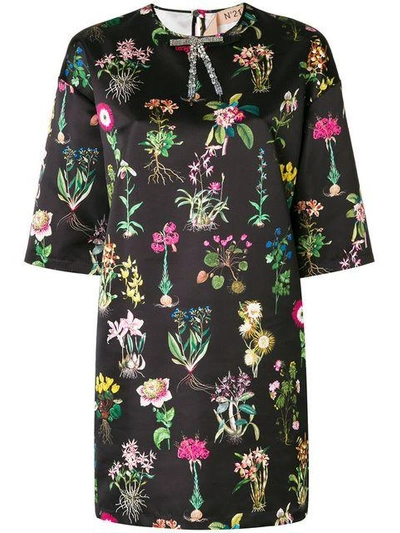 Shop N°21 Nº21 Flower Print Shift Dress - Black