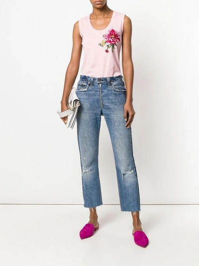 Shop Dolce & Gabbana Embroidered Rose Patch Vest In Pink