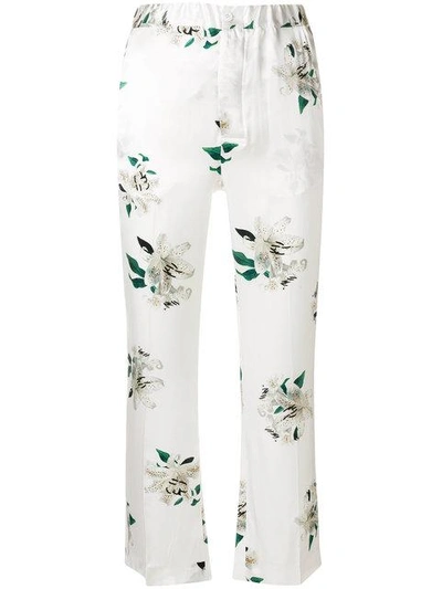 Shop Dondup Cropped Floral Print Trousers