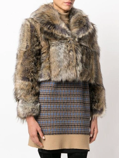 Shop Stella Mccartney Fur Free Fur Coat In Neutrals