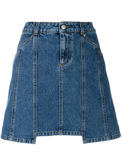 Shop Alexander Mcqueen Denim Mini Skirt In Blue